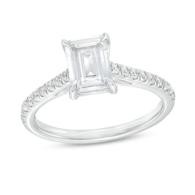 1.75 CT. T.W. Certified Emerald-Cut Lab-Created Diamond Engagement Ring in 14K White Gold (F/SI2)