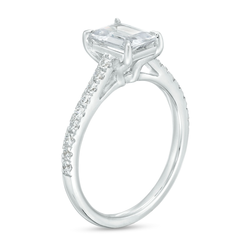 1.75 CT. T.W. Certified Emerald-Cut Lab-Created Diamond Engagement Ring in 14K White Gold (F/SI2)