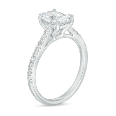 1.75 CT. T.W. Oval Certified Lab-Created Diamond Engagement Ring in 14K White Gold (F/SI2)