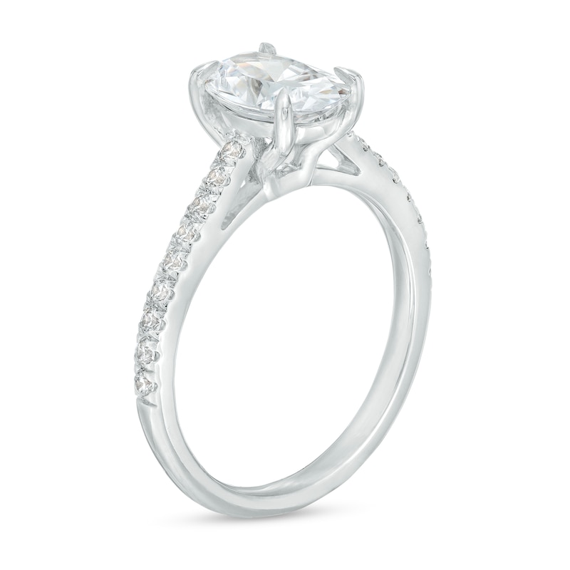 Main Image 3 of 1.75 CT. T.W. Oval Certified Lab-Grown Diamond Engagement Ring in 14K White Gold (F/SI2)