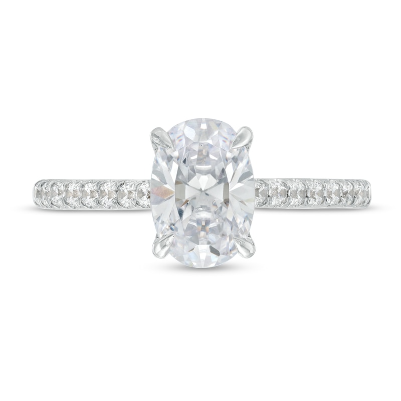 Main Image 4 of 1.75 CT. T.W. Oval Certified Lab-Grown Diamond Engagement Ring in 14K White Gold (F/SI2)