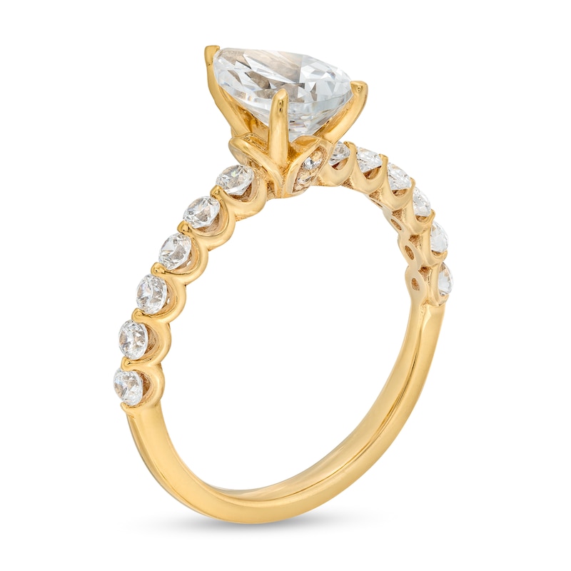 Main Image 3 of 1.50 CT. T.W. Certified Pear-Shaped Lab-Grown Diamond Engagement Ring in 14K Gold (F/SI2)