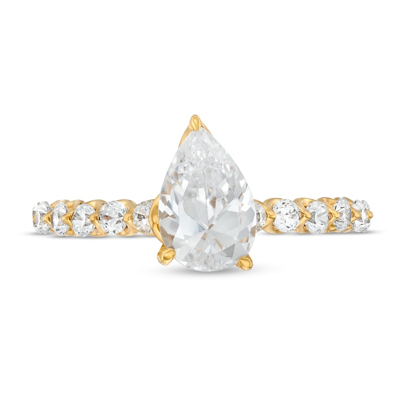 Main Image 4 of 1.50 CT. T.W. Certified Pear-Shaped Lab-Grown Diamond Engagement Ring in 14K Gold (F/SI2)