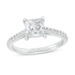 1.75 CT. T.W. Princess-Cut Certified Lab-Grown Diamond Engagement Ring in 14K White Gold (F/SI2)