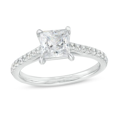 1.75 CT. T.W. Princess-Cut Certified Lab-Created Diamond Engagement Ring in 14K White Gold (F/SI2)