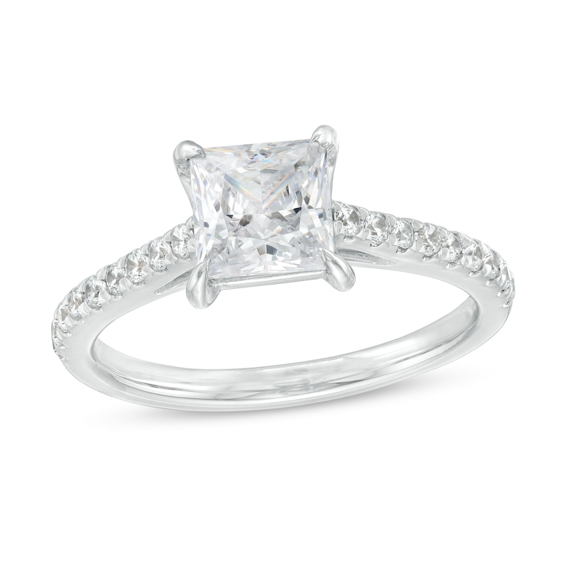 1.75 CT. T.W. Princess-Cut Certified Lab-Created Diamond Engagement Ring in 14K White Gold (F/SI2)