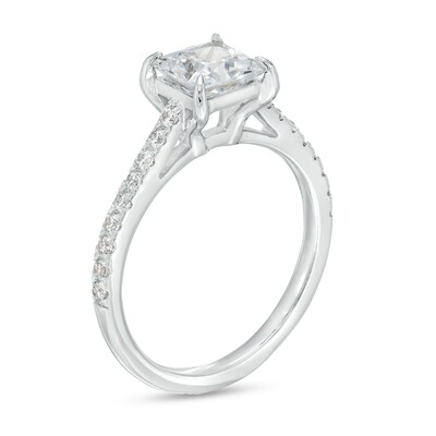 1.75 CT. T.W. Princess-Cut Certified Lab-Created Diamond Engagement Ring in 14K White Gold (F/SI2)