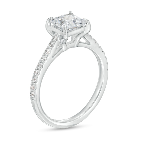 1.75 CT. T.W. Princess-Cut Certified Lab-Created Diamond Engagement Ring in 14K White Gold (F/SI2)