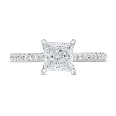 1.75 CT. T.W. Princess-Cut Certified Lab-Created Diamond Engagement Ring in 14K White Gold (F/SI2)