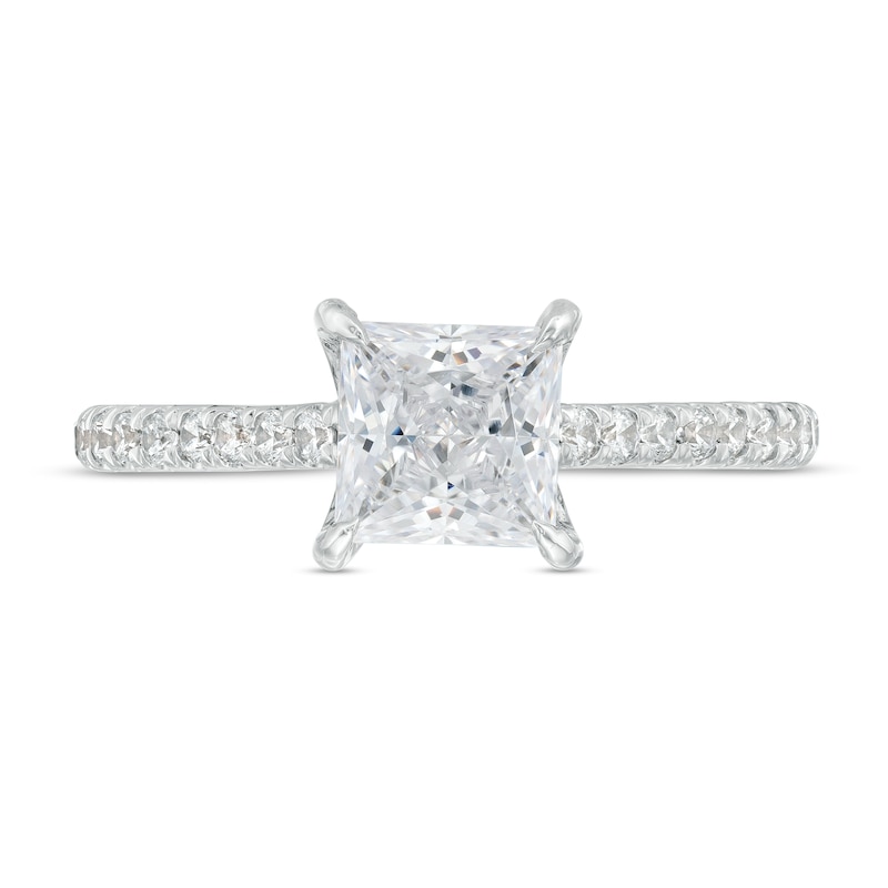 1.75 CT. T.W. Certified Princess-Cut Lab-Created Diamond Engagement Ring in 14K White Gold (F/SI2)
