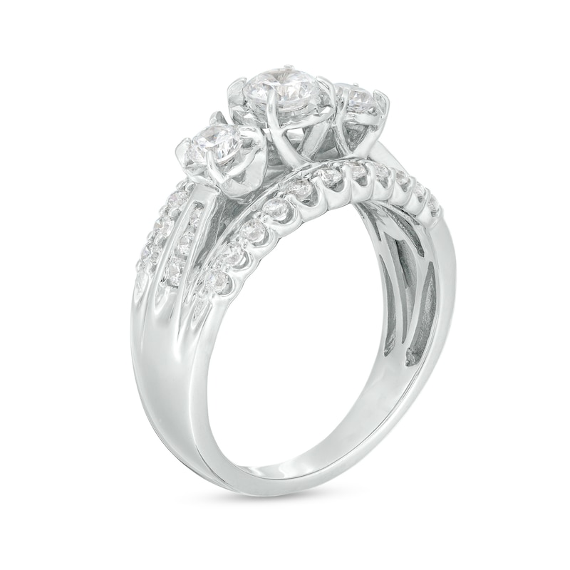 1.00 CT. T.W. Diamond Past Present Future® Three Stone Multi-Row Engagement Ring in 10K White Gold