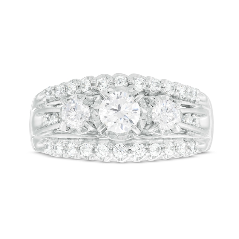 1.00 CT. T.W. Diamond Past Present Future® Three Stone Multi-Row Engagement Ring in 10K White Gold