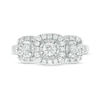 Thumbnail Image 3 of 0.50 CT. T.W. Diamond Past Present Future® Three Stone Frame Engagement Ring in 10K White Gold