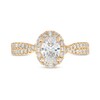 Thumbnail Image 3 of 1.00 CT. T.W. Oval Diamond Frame Twist Shank Engagement Ring in 14K Gold (F/SI2)