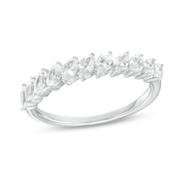 0.71 CT. T.W. Marquise Diamond Slanted Eleven Stone Anniversary Band in 14K White Gold