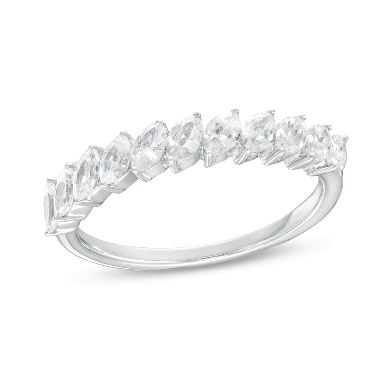 0.71 CT. T.W. Marquise Diamond Slanted Eleven Stone Anniversary Band in 14K White Gold