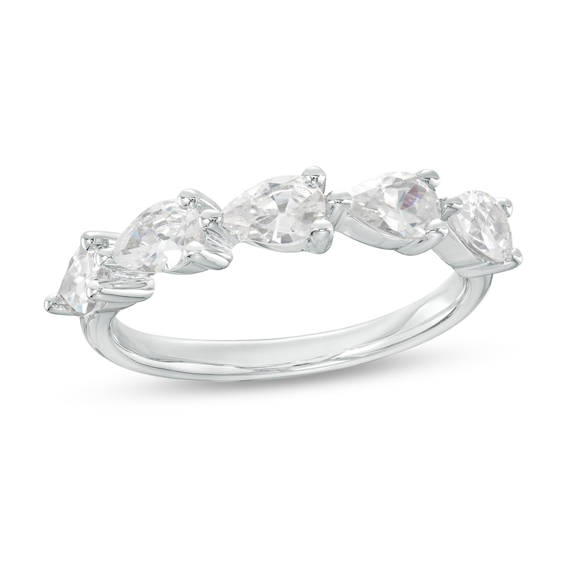 Main Image 1 of 0.95 CT. T.W. Pear-Shaped Diamond Sideways Five Stone Anniversary Band in 14K White Gold