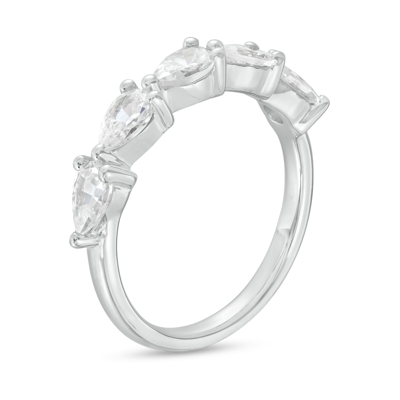 Main Image 3 of 0.95 CT. T.W. Pear-Shaped Diamond Sideways Five Stone Anniversary Band in 14K White Gold