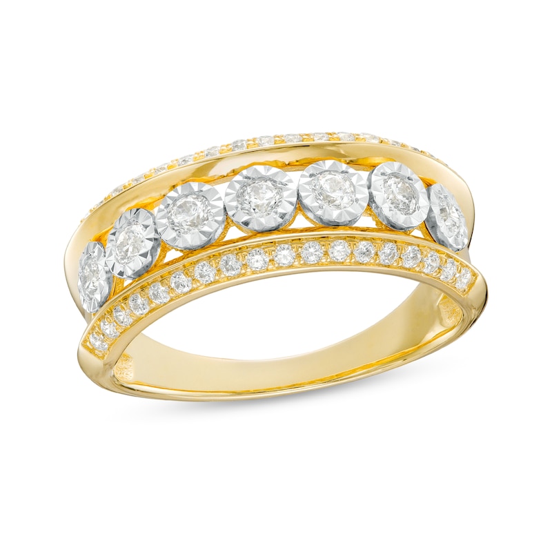 0.50 CT. T.W. Diamond Triple Row Anniversary Band in 10K Gold