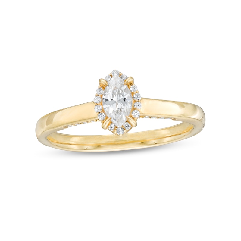 0.45 CT. T.W. Marquise Diamond Frame Engagement Ring in 14K Gold (I/I1)