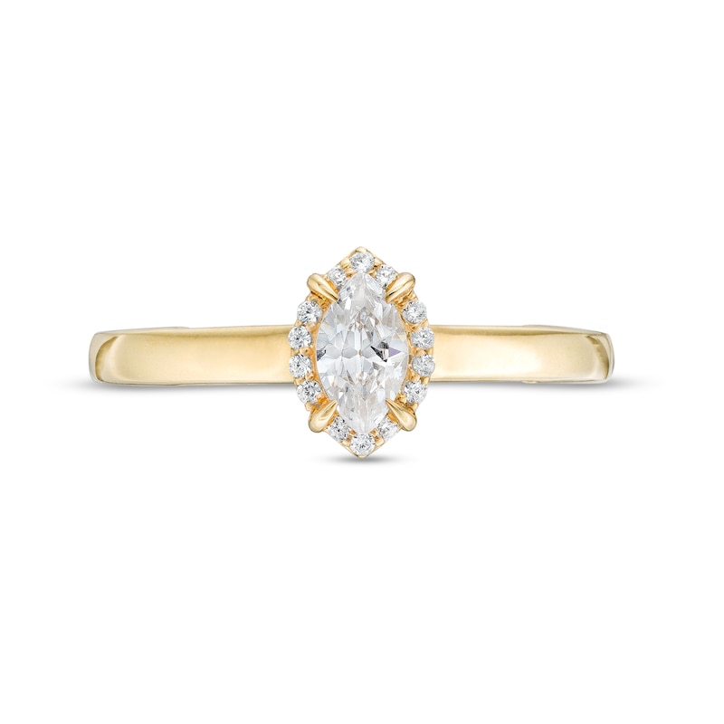 Main Image 4 of 0.45 CT. T.W. Marquise Diamond Frame Engagement Ring in 14K Gold (I/I1)