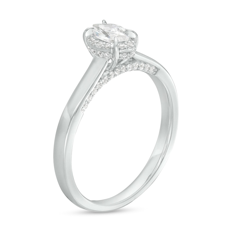 0.45 CT. T.W. Marquise Diamond Frame Engagement Ring in 14K White Gold (I/I1)