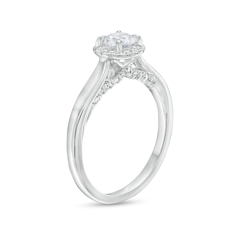 0.75 CT. T.W. Certified Diamond Frame Engagement Ring in 18K White Gold (F/I1)