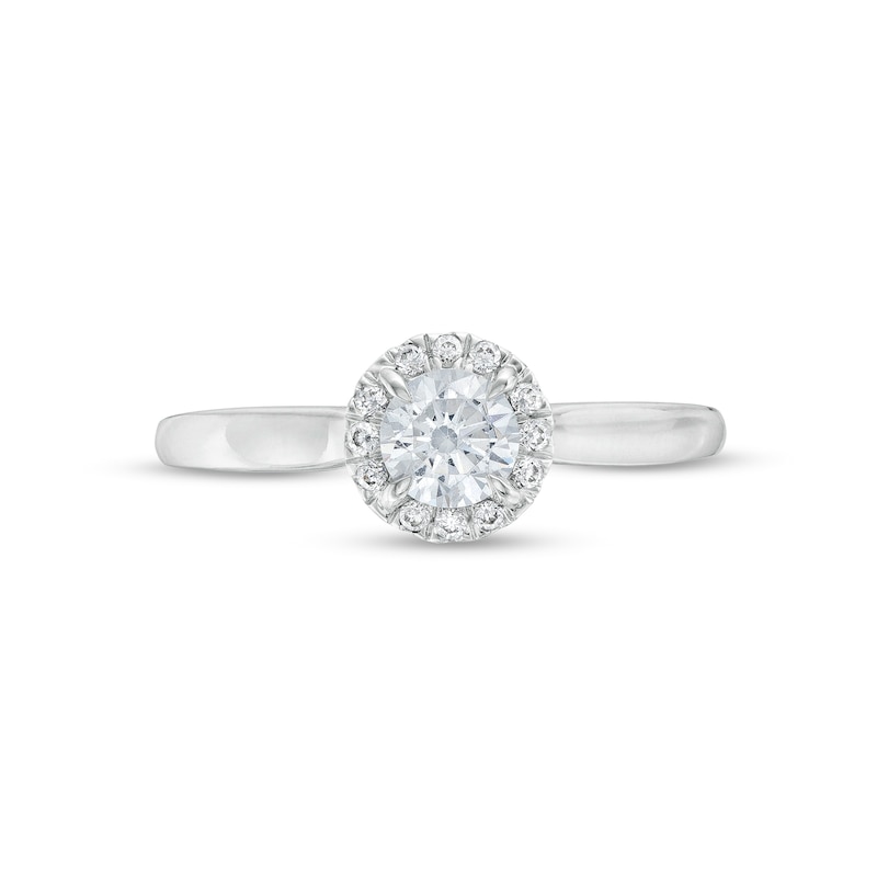 0.75 CT. T.W. Certified Diamond Frame Engagement Ring in 18K White Gold (F/I1)