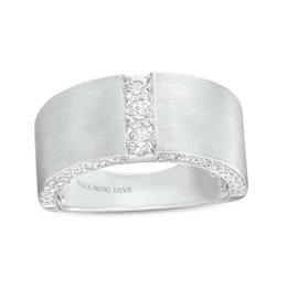 Vera Wang Men's 0.69 CT. T.W. Certified Lab-Grown Diamond Trio Wedding Band in 14K White Gold (F/VS2)
