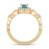 Thumbnail Image 3 of Enchanted Disney Jasmine Oval Swiss Blue Topaz and 0.145 CT. T.W. Diamond Frame Star Sides Ring in 10K Gold