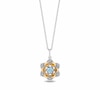 Enchanted Disney Jasmine Swiss Blue Topaz and 0.085 CT. T.W. Diamond Flower Pendant in Sterling Silver and 10K Gold