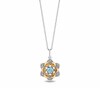 Thumbnail Image 1 of Enchanted Disney Jasmine Swiss Blue Topaz and 0.085 CT. T.W. Diamond Flower Pendant in Sterling Silver and 10K Gold