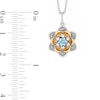 Thumbnail Image 2 of Enchanted Disney Jasmine Swiss Blue Topaz and 0.085 CT. T.W. Diamond Flower Pendant in Sterling Silver and 10K Gold
