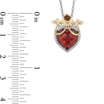 Enchanted Disney Snow White Heart-Shaped Garnet and 0.085 CT. T.W. Diamond Pendant in Sterling Silver and 10K Gold – 19"