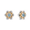 Thumbnail Image 1 of Enchanted Disney Jasmine Swiss Blue Topaz and 0.145 CT. T.W. Diamond Stud Earrings in Sterling Silver and 10K Gold