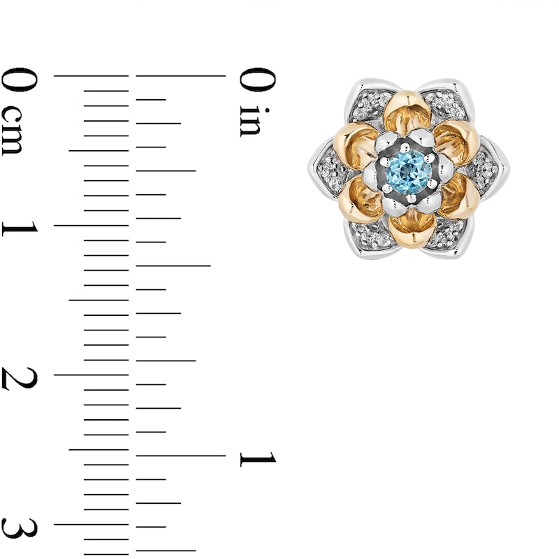 Enchanted Disney Jasmine Swiss Blue Topaz and 0.145 CT. T.W. Diamond Stud Earrings in Sterling Silver and 10K Gold