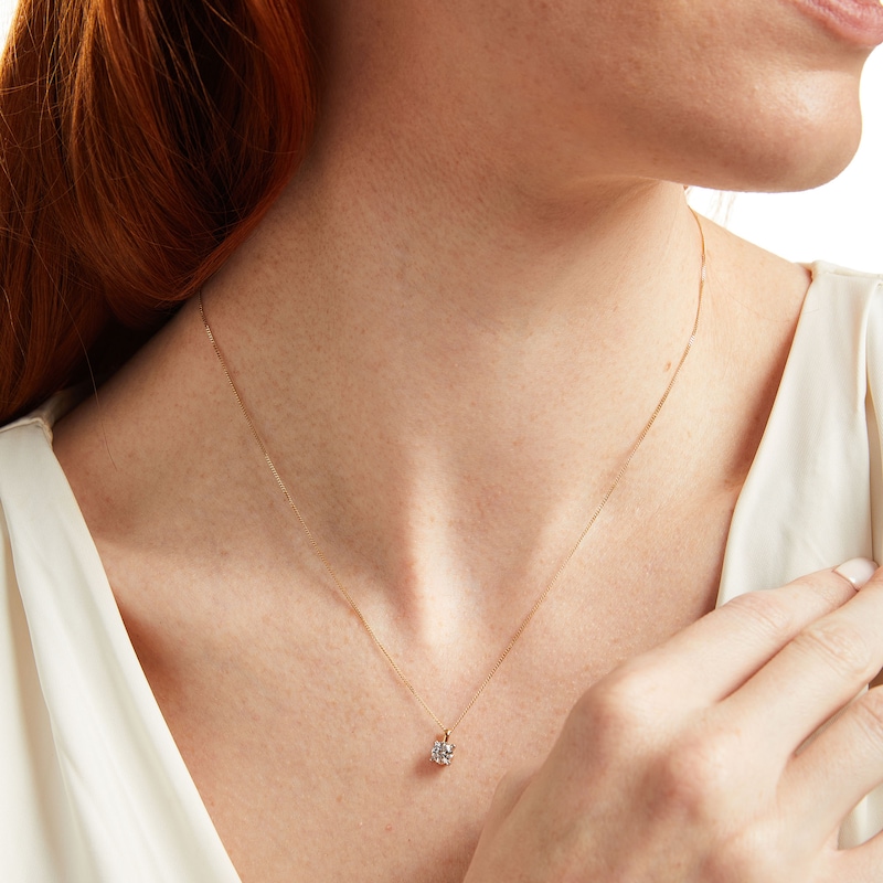 Main Image 2 of Trouvaille Collection 0.50 CT. DeBeers®-Graded Diamond Solitaire Pendant in 14K Gold (F/I1)