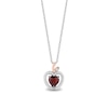 Enchanted Disney Snow White Garnet and 0.145 CT. T.W. Diamond Apple Pendant in Sterling Silver and 10K Rose Gold – 19"
