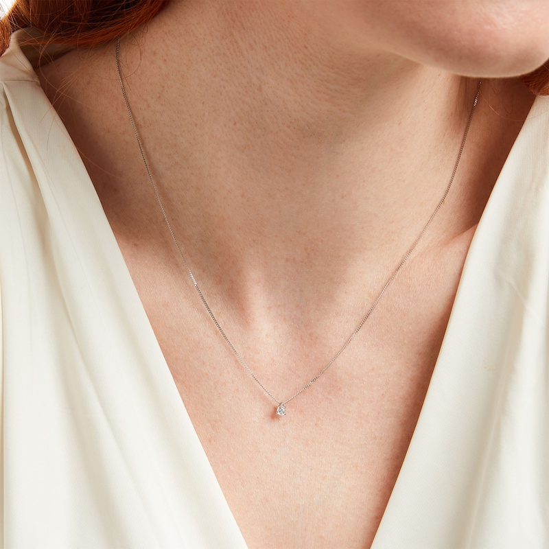 Main Image 2 of 0.10 CT. Certified Canadian Diamond Solitaire Pendant in 14K White Gold (I/I2)