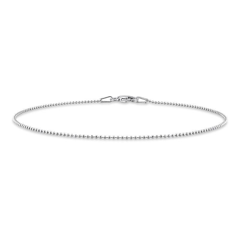 Main Image 1 of 1.0mm Ball Chain Anklet in Sterling Silver - 9"