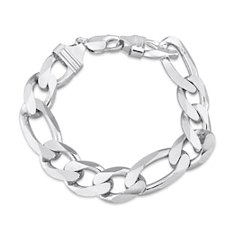 14.5mm Figaro Chain Bracelet in Sterling Silver - 9"