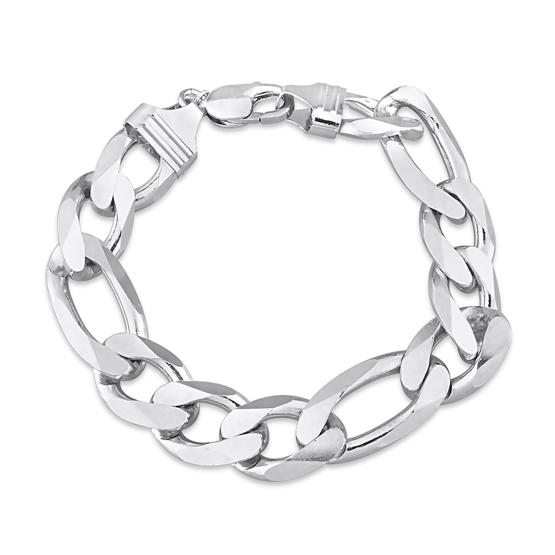 Ladies' 14.5mm Figaro Chain Bracelet in Sterling Silver - 9"|Peoples Jewellers