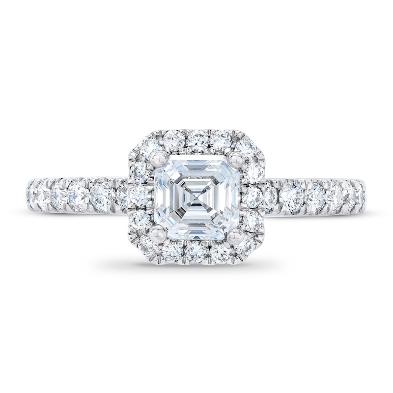Royal Asscher® 1.25 CT. T.W. Diamond Frame Engagement Ring in 14K White Gold
