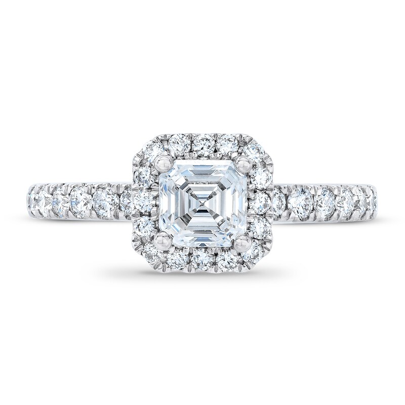 Royal Asscher® 1.25 CT. T.W. Diamond Frame Engagement Ring in 14K White Gold