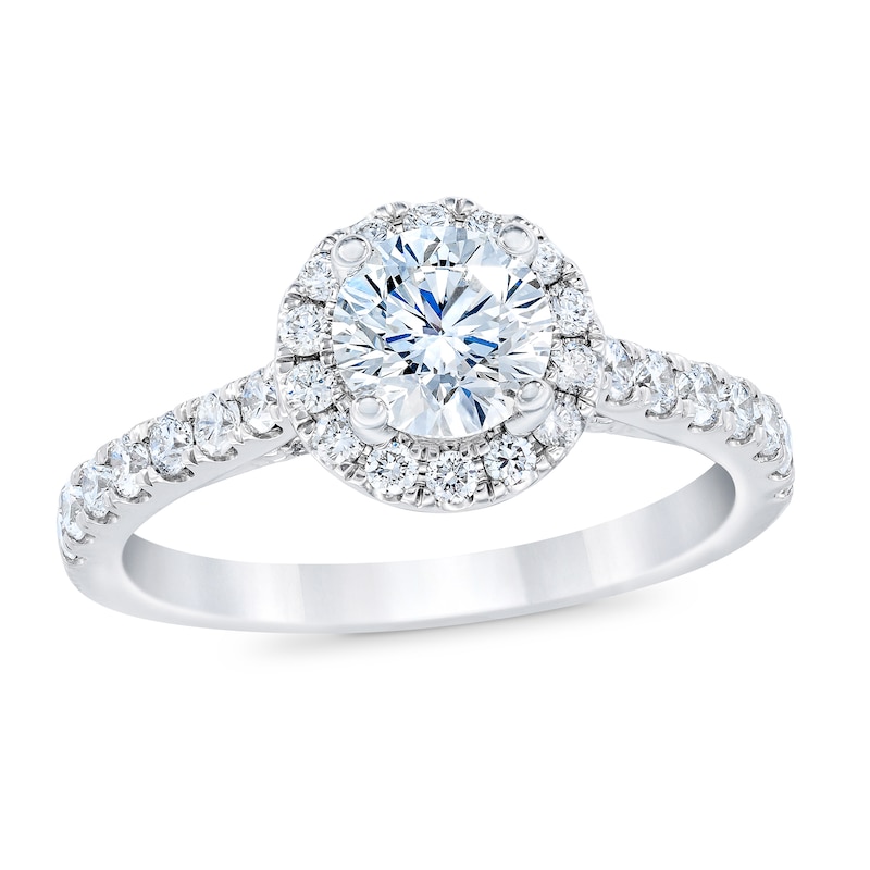 Royal Asscher® 1.25 CT. T.W. Diamond Frame Engagement Ring in 14K White Gold|Peoples Jewellers