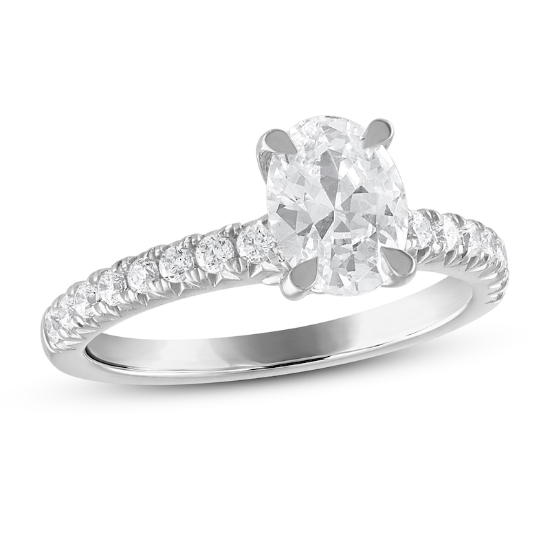 Royal Asscher® 1.32 CT. T.W. Oval Diamond Engagement Ring in 14K White Gold