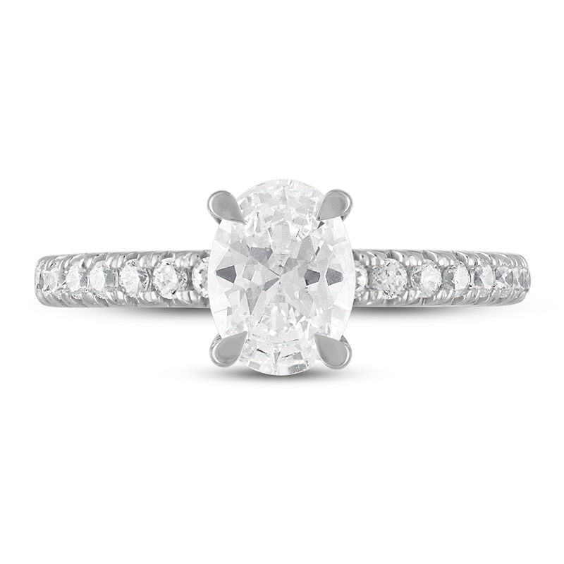 Royal Asscher® 1.32 CT. T.W. Oval Diamond Engagement Ring in 14K White Gold