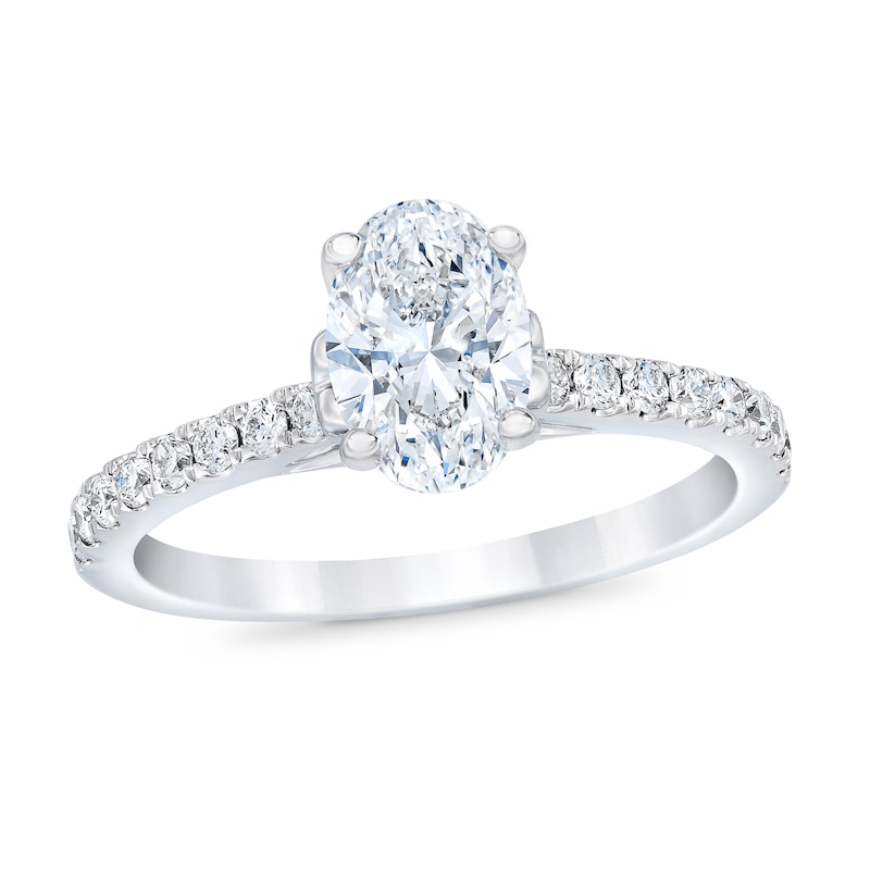 Royal Asscher® 1.00 CT. T.W. Oval Diamond Engagement Ring in 14K White Gold