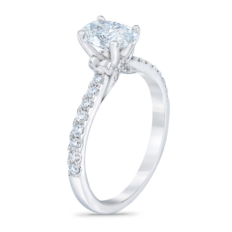 Royal Asscher® 1.00 CT. T.W. Oval Diamond Engagement Ring in 14K White Gold