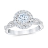 Thumbnail Image 0 of Royal Asscher® 1.00 CT. T.W. Diamond Double Frame Twist Shank Engagement Ring in 14K White Gold